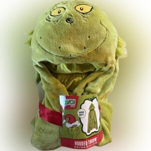 GREEN Grinch Hooded Throw Blanket Character “Costume” Dr. Seuss